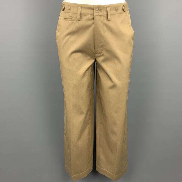 RALPH LAUREN Black Label Size 2 Khaki Cotton / Silk Wide Leg Dress Pants - Picture 1 of 4